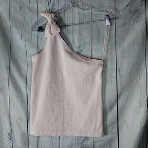 J.Crew Factory Textured Stretch One Shoulder Bow Accent Preppy Tank Top